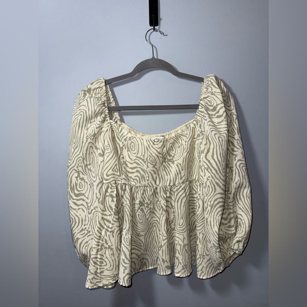 Anthropologie Moon River Printed Babydoll Blouse Top Size M EUC fairy cottage